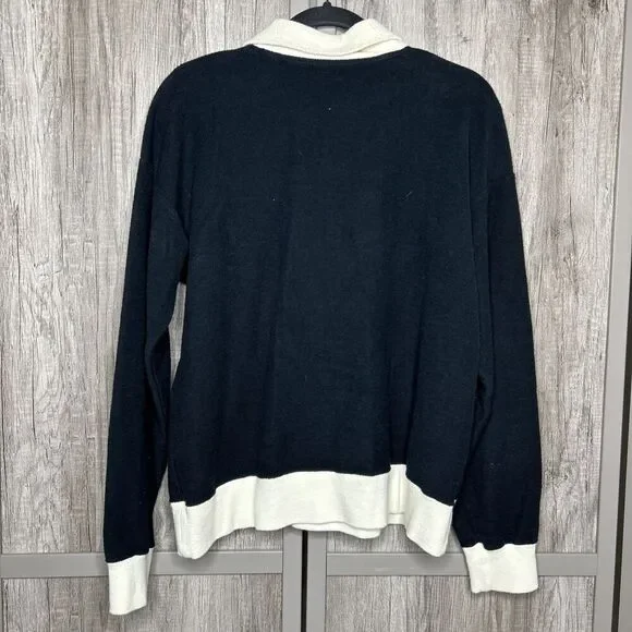 Lorod Half Zip Sweater Top Cotton Black and White Made in Japan Size M